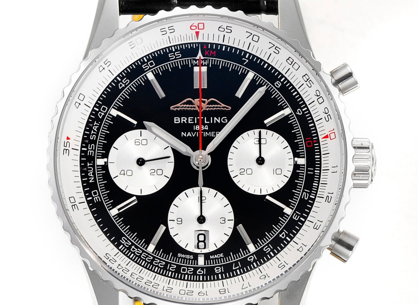 Chronograph - White Ceramic - Black- N-Timer - Black Leather - Automatic - 43mm