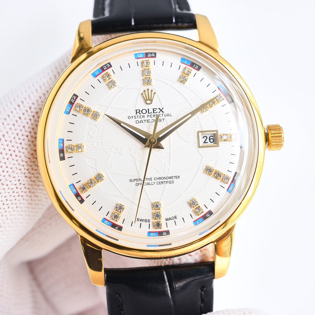 Luxury dial -White gold - Black Leather - Automatic - 42mm