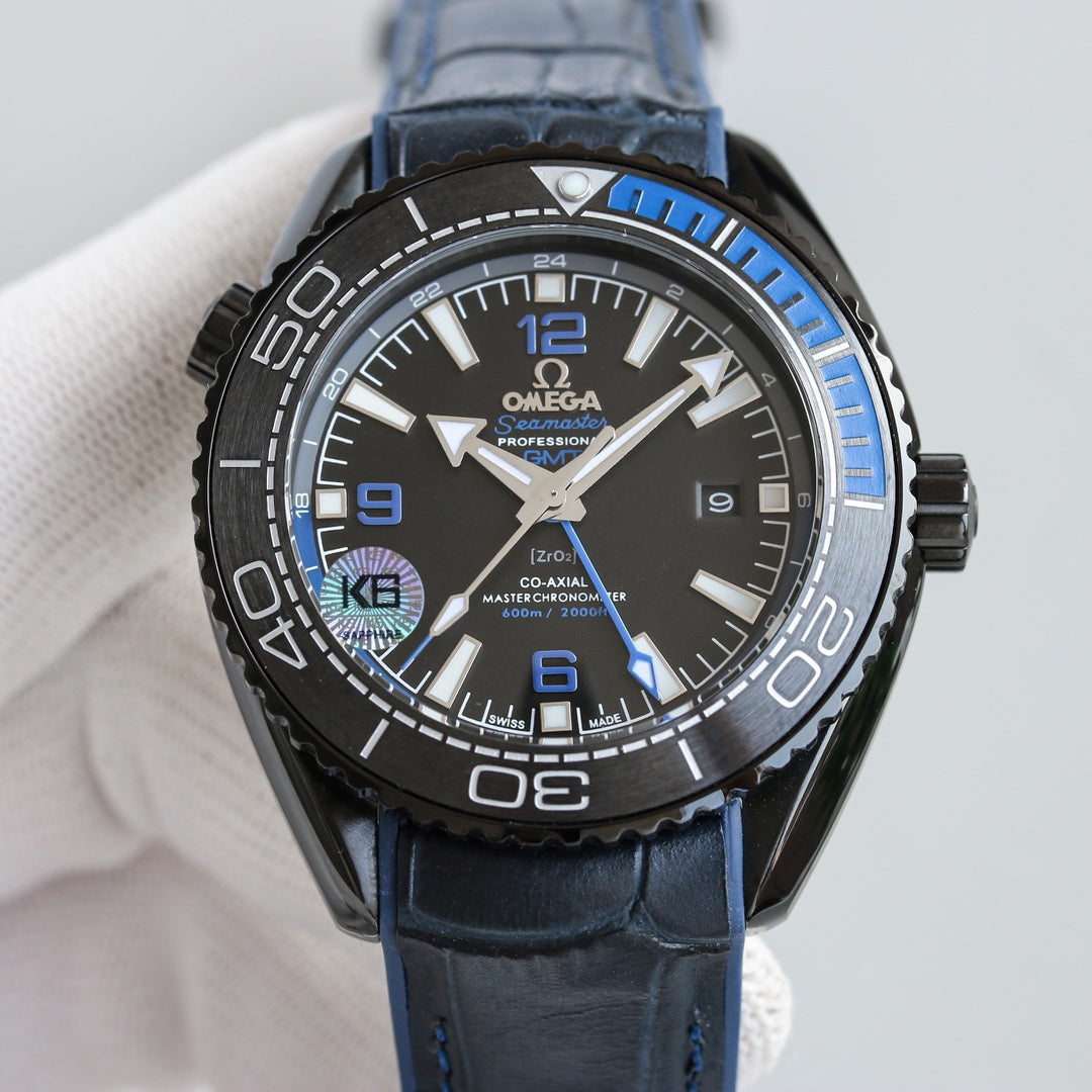 L Size Black Blue Steel - Blue Leather - Automatic - 45.5mm