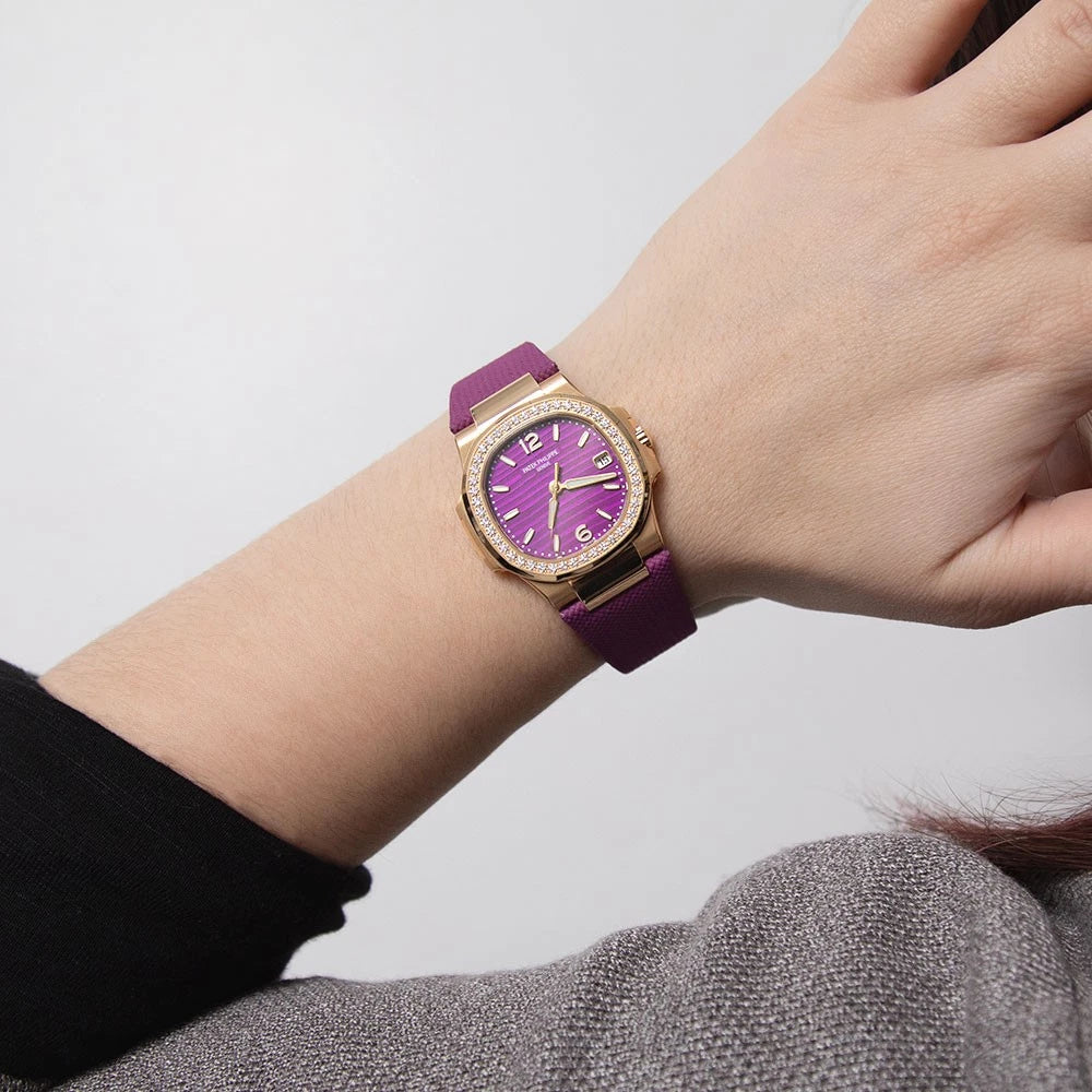 LADY -Ultra thin -Diamond Bezel- Purple rubber - Quartz - 32mm