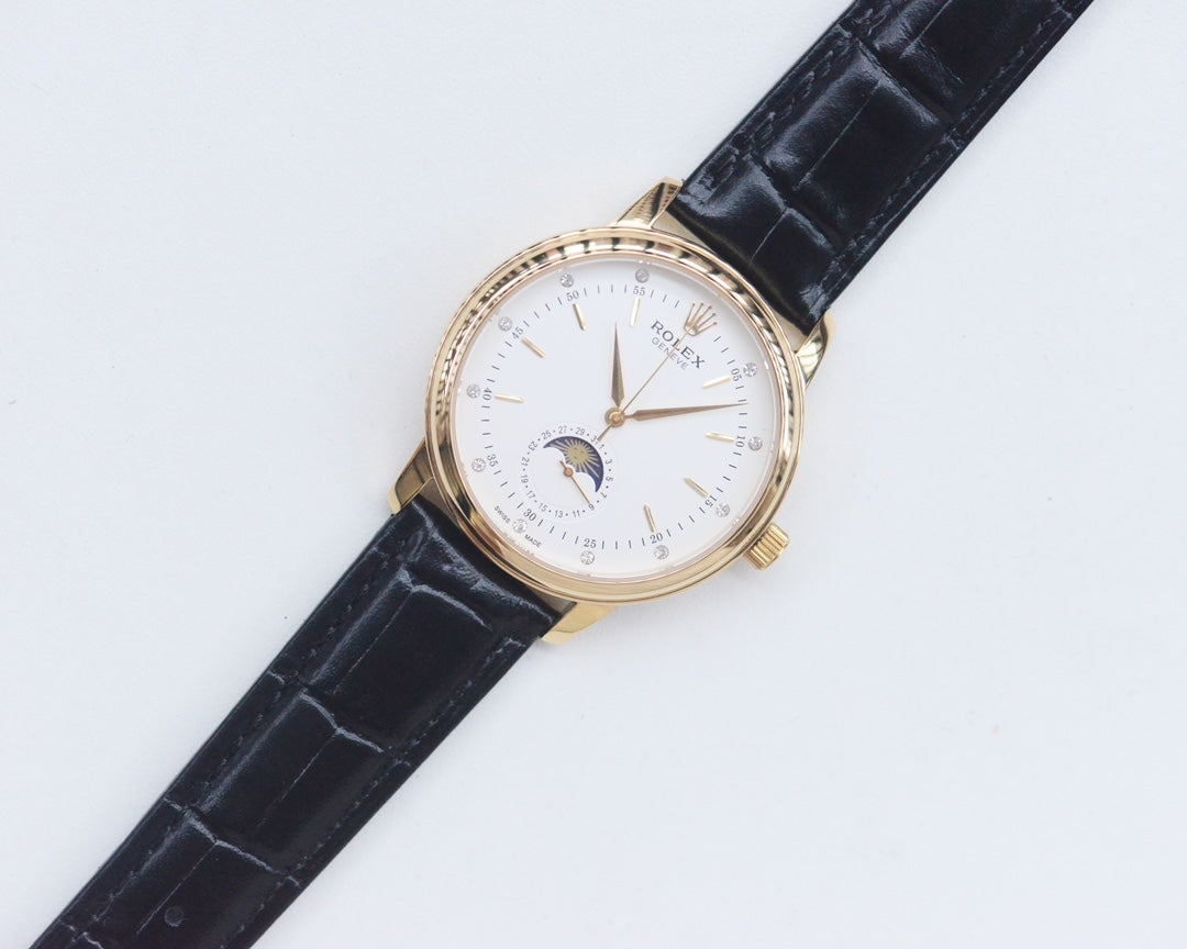 White -904L Yellow - Black Leather - Automatic - 39mm