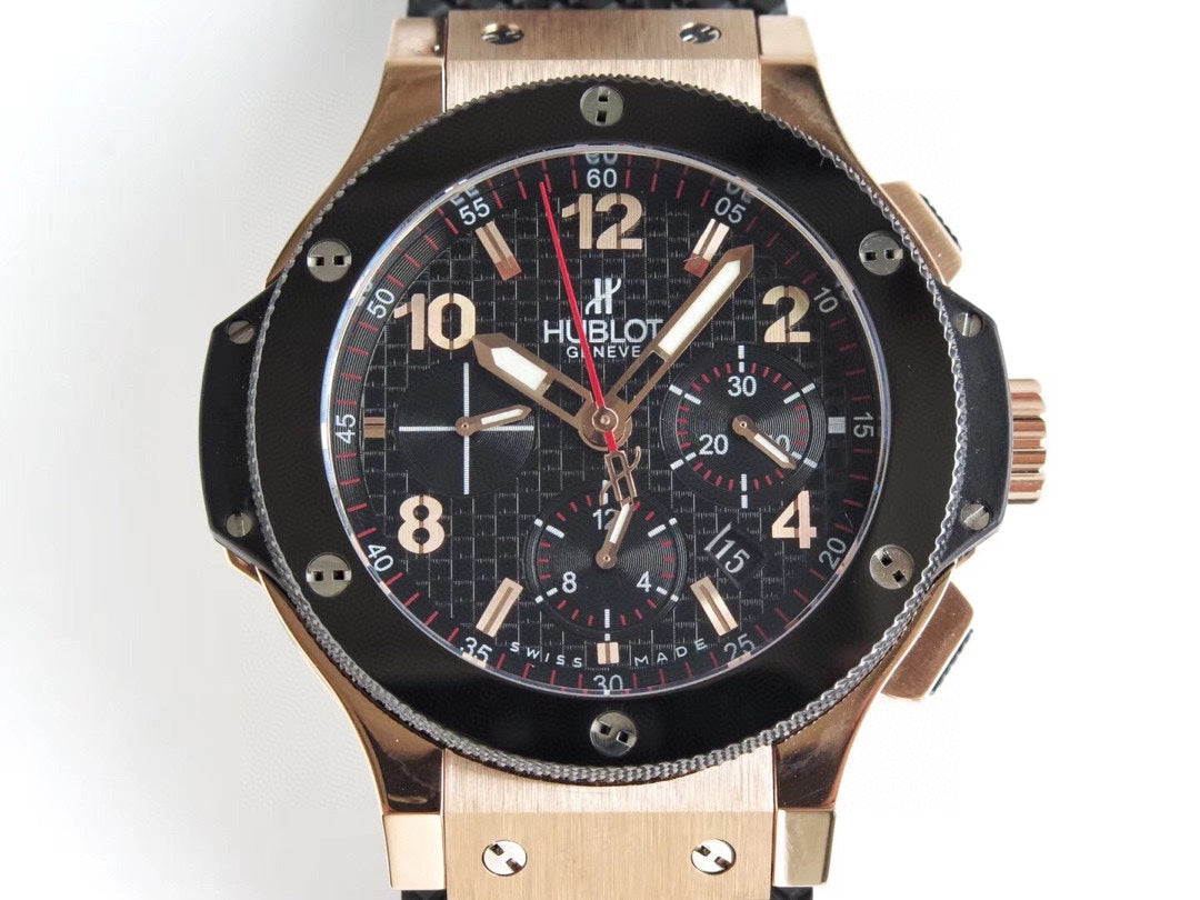 Chronograph -Black -Rosegold Ceramic - Black Rubber - Automatic - 44mm