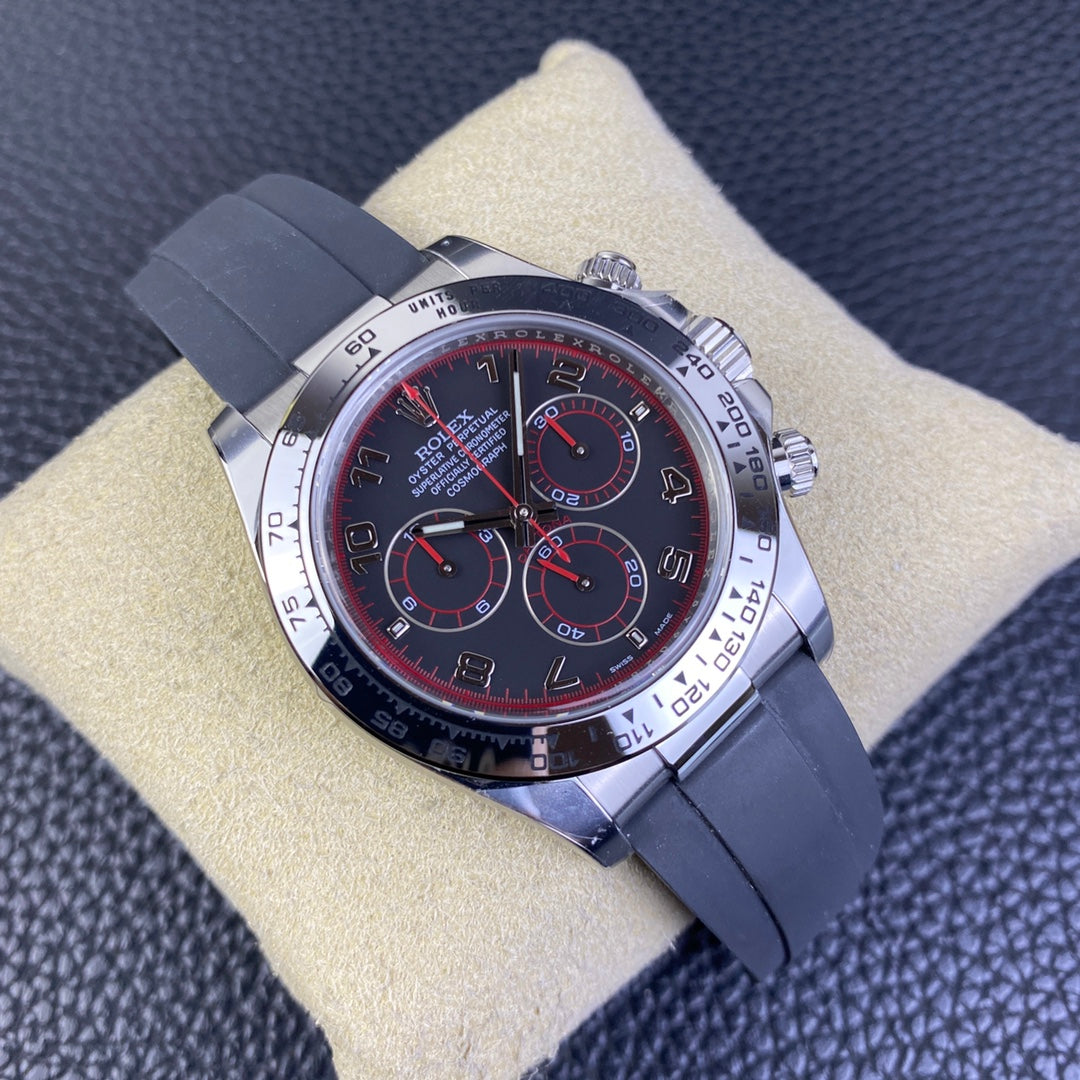 Chronograph -C-Factory -Black Red - Black Rubber- Automatic - 40mm