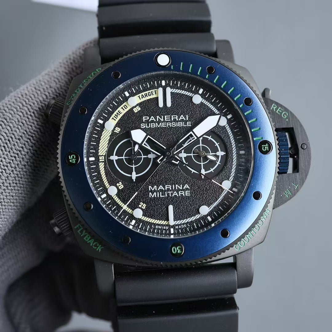 Blue Steel - Black- Black Rubber - Automatic - 44mm