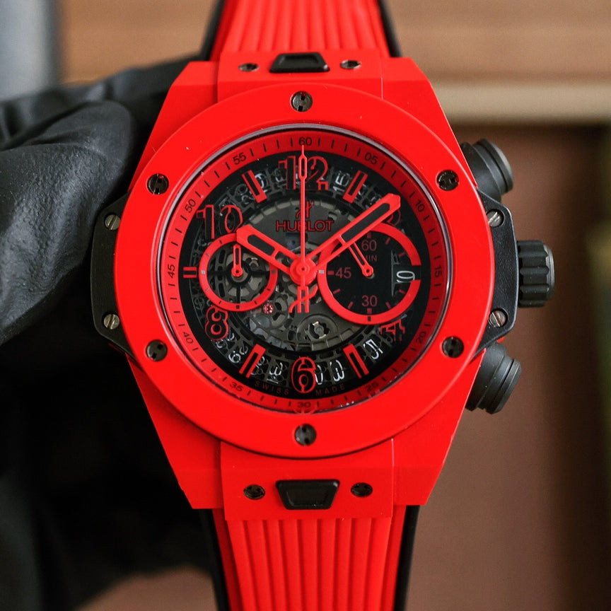 Chronograph -Red Carbon Fiber - Red Rubber - Quartz - 45mm