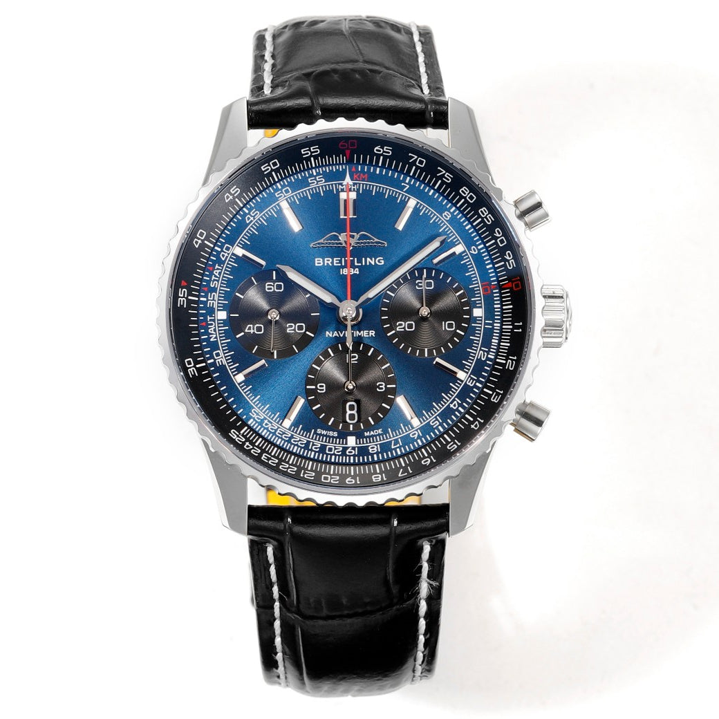 Chronograph - Black Ceramic - Blue N-Timer - Black Leather - Automatic - 43mm