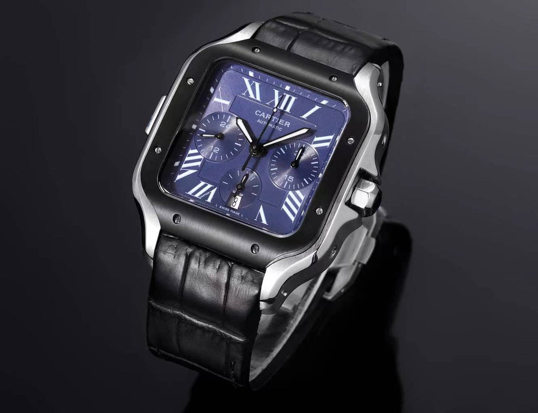 Chronograph - Blue 316L Steel - Black Leather - Automatic - 42mm