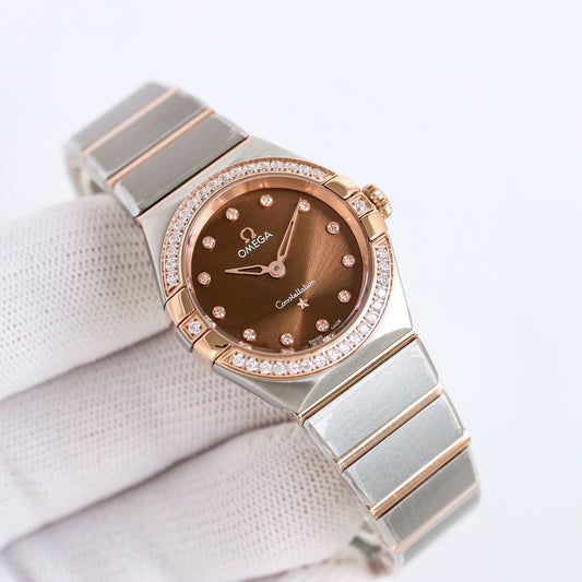 LADY - Two Hands -Brown - Silver 904L Steel - Quartz - 28mm