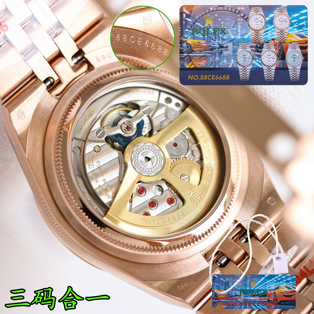 L-Dweller - 127336- White Rhinestones bezel - Yellow 904L Steel- Ultra-thin-Automatic - 40/36mm