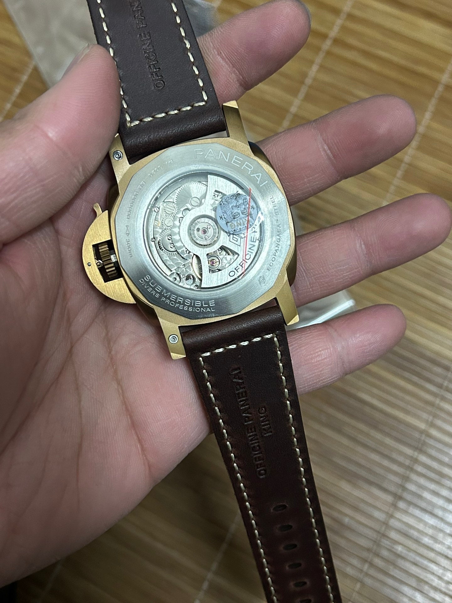 316L Steel Black -Yellow Gold - Dark Brown Leather - Automatic - 44mm