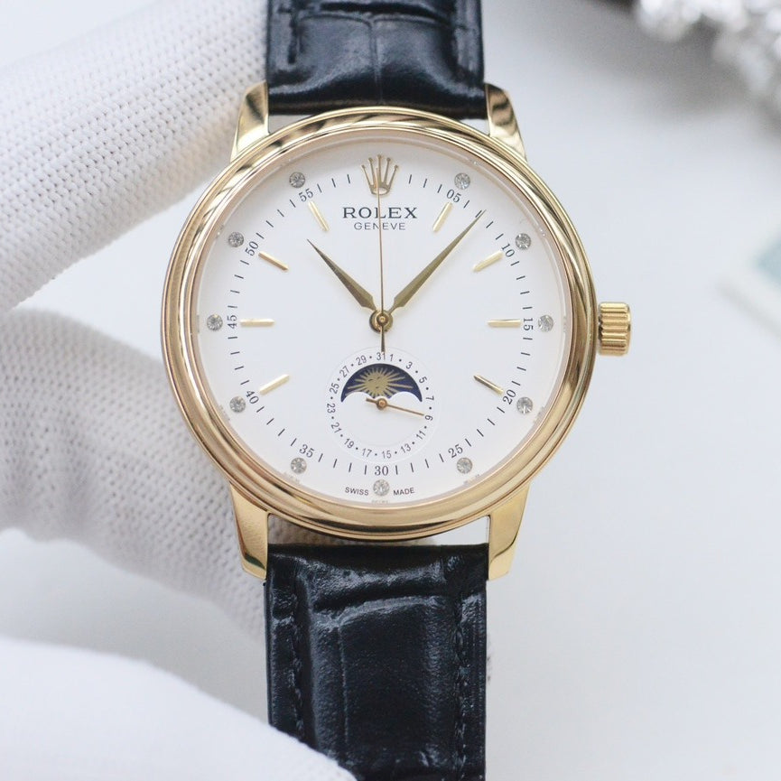 White -904L Yellow - Black Leather - Automatic - 39mm