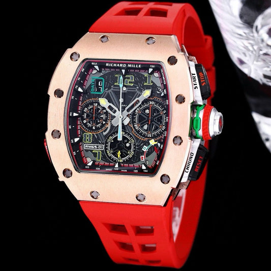 Chronograph - Rosegole 904L Steel- Red Rubber- Quartz - 41*49mm