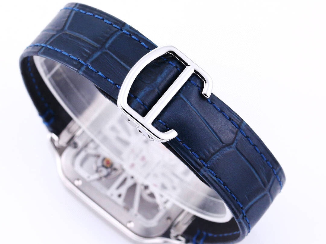 Two hands -Blue Silver -Ultra-thin Hollow -Blue Leaher - Automatic - 40mm