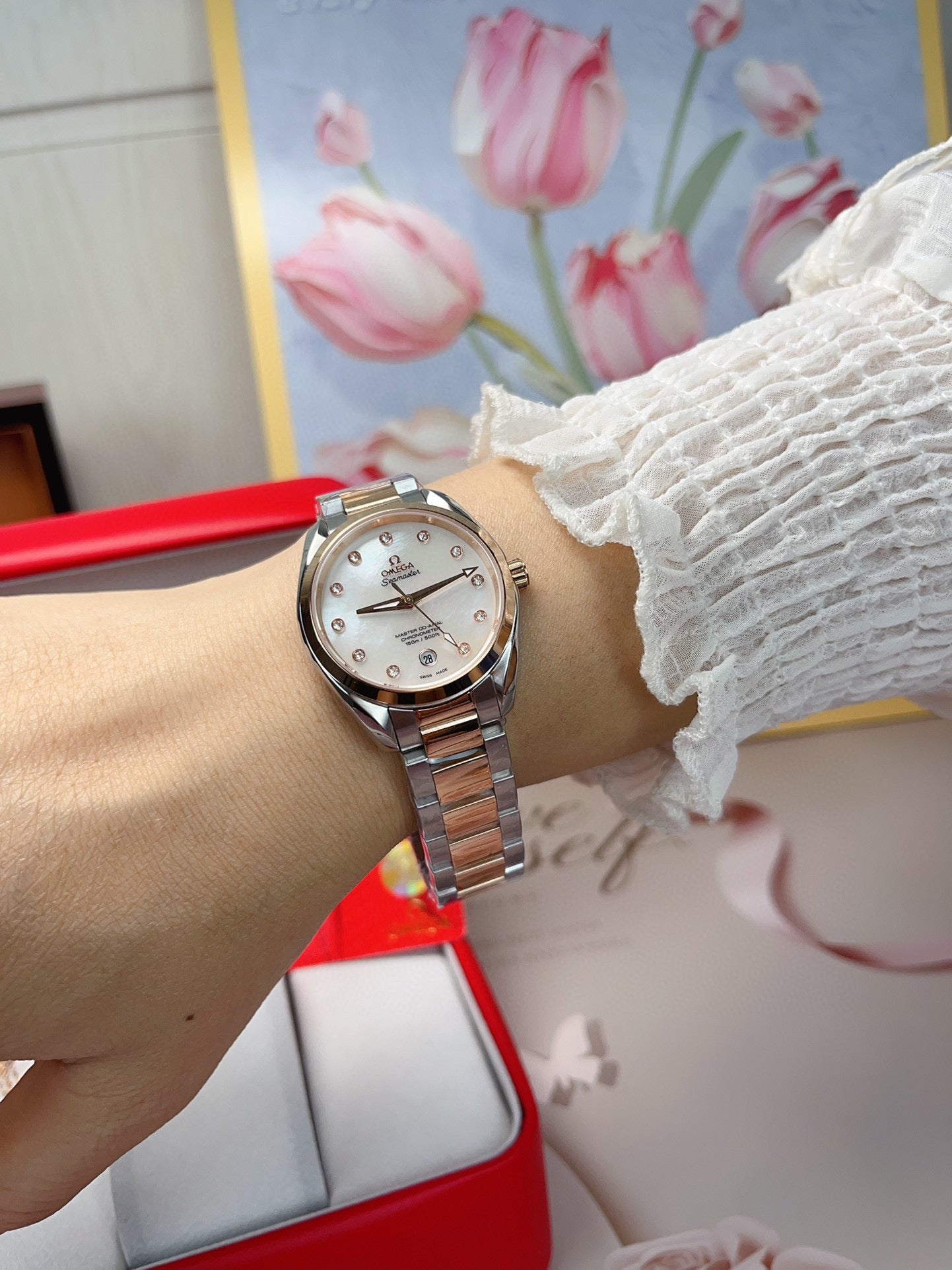 LADY -White Silver- White Yellow 904L Steel- Quartz - 34mm