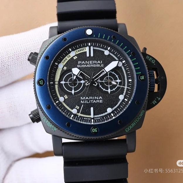 Blue Steel - Black- Black Rubber - Automatic - 44mm