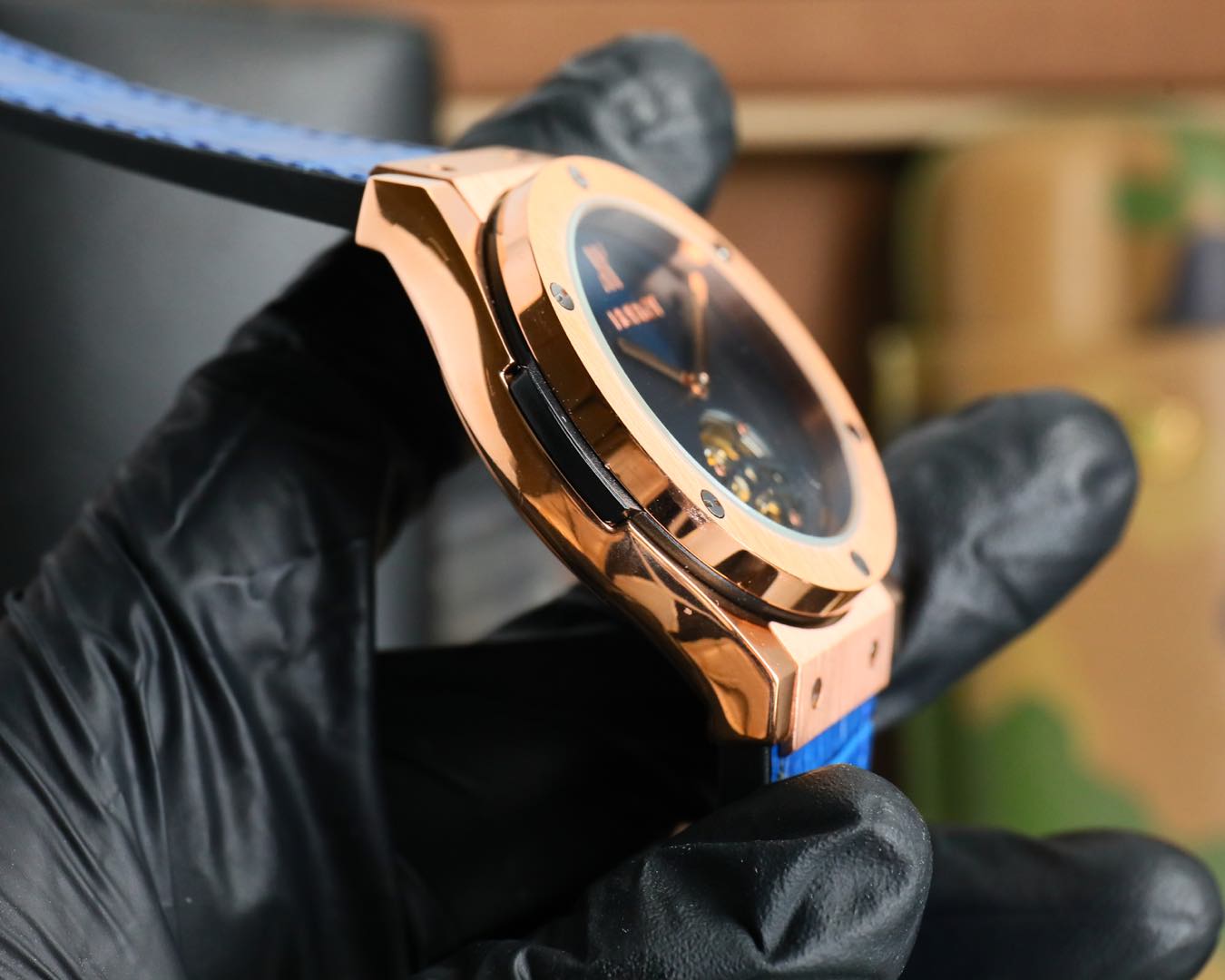 Blue Rosegold - Blue Leather - Automatic - 45mm