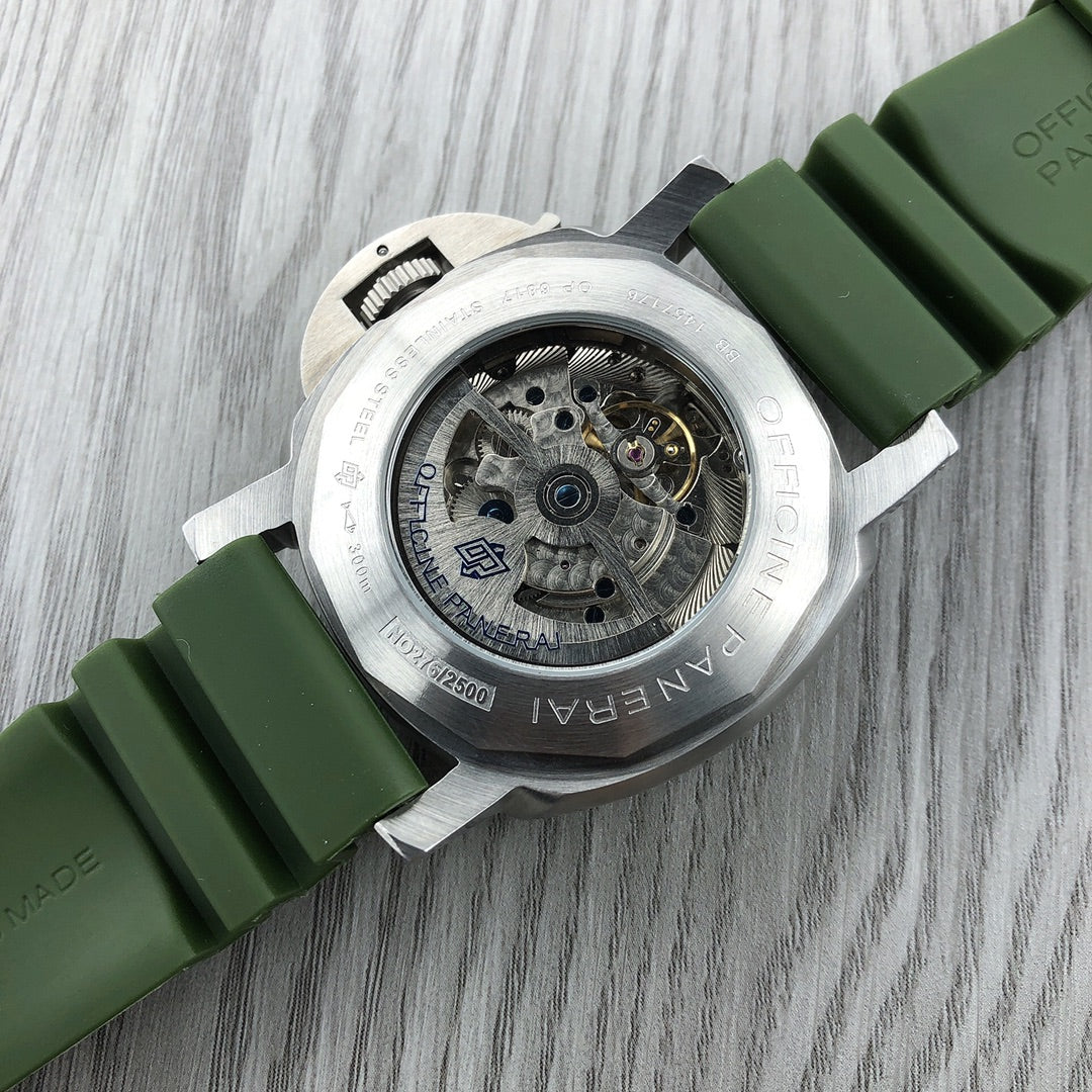 Black - Silver 904L Steel - Green Rubber -Automatic - 47mm