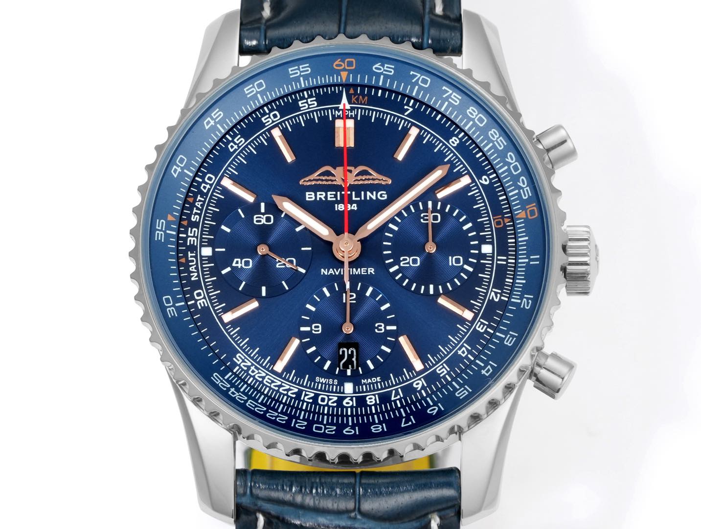 Chronograph - Silver Blue - Blue - N-Timer - Blue Leather - Automatic - 43mm
