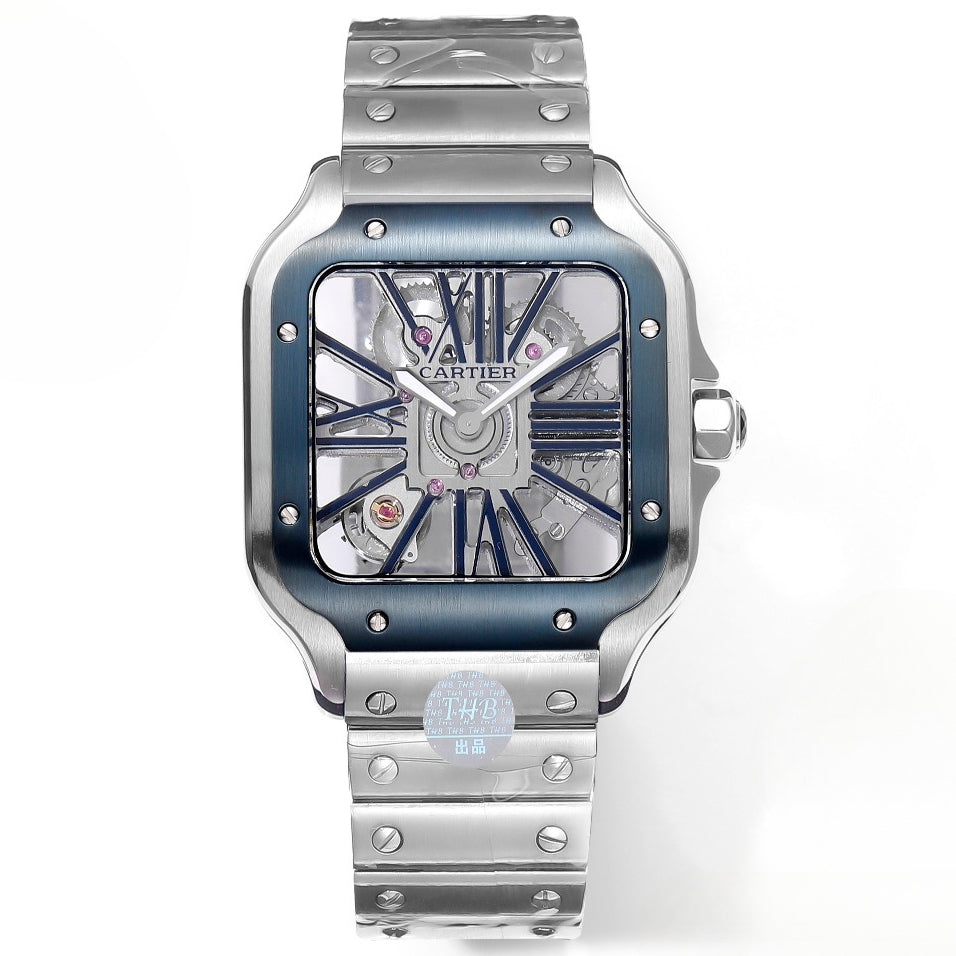 Two hands - Blue Silver -Ultra-thin Hollow -Silver 904L Steel - Automatic - 40mm