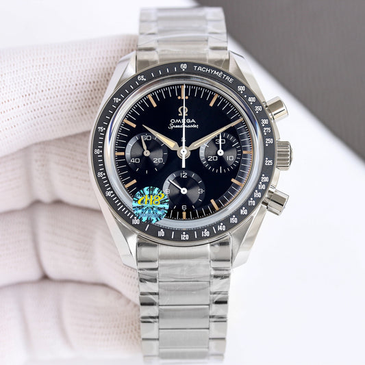 Chronograph -Moon- Black-Silver 316L Steel- Automatic - 42mm