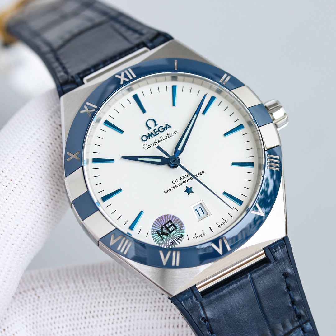 White Blue - Blue Leather - 41mm