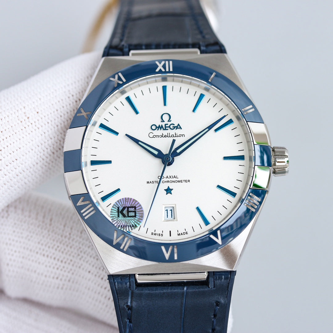 White Blue - Blue Leather - 41mm