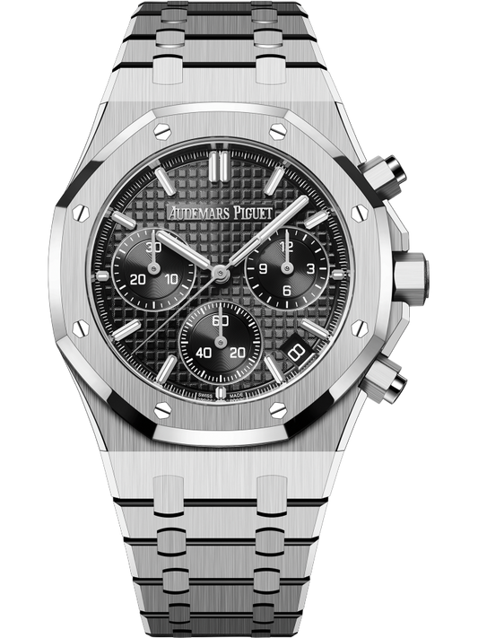 Black Silver - 904L Steel - Chronograph- Quartz- 41mm